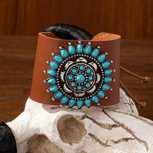 <span class=keywords><strong>DW</strong></span>-172 vente en gros Vintage Western Cowboy Style main bijoux réglable large Turquoise PU <span class=keywords><strong>cuir</strong></span> <span class=keywords><strong>Bracelet</strong></span> <span class=keywords><strong>Bracelet</strong></span> - Product Image 5