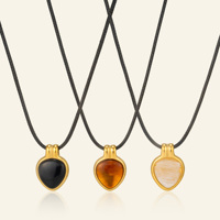 Nouvel ensemble de colliers tendance en pierre naturelle nordique et corde noire, Dazan INS, en acier inoxydable plaqué or PVD 18K, inaltérable, cadeau pour femme
