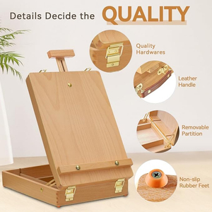 Caballete de Arte de Sobremesa para Pintura, Caja de Dibujo de Madera Premium, Caballete de Pintura Portátil para Escritorio para Estudiantes, Artistas Principiantes - Product Image 2