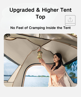 Tente familiale d'intérieur à ouverture instantanée, 2 portes, revêtement argenté, stable, imperméable (1000-1500mm), anti-UV/vent/moustiques, grand espace