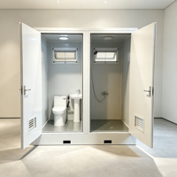 Conteneur de toilettes mobiles préfabriquées personnalisables, unité de toilettes modulaire extérieure avec toilettes, lavabo, fenêtre, lumière et ventilateur