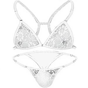 Ensemble de lingerie érotique pour <span class=keywords><strong>homme</strong></span>, culotte sissy, <span class=keywords><strong>bustier</strong></span> gay, bikini sexy en dentelle, taille basse, col halter, triangle classique, dos nu - Product Image 5