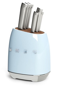 Ensemble de couteaux rétro italien 7 pièces avec bloc en bois - Couleur crème, acier inoxydable, manche ergonomique - 6 couleurs disponibles - Product Image 3
