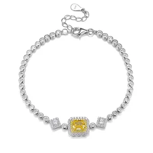 925 di moda argento Sterling catena da Tennis ghiacciata bracciale con zircone gioielli donna bracciale Tennis regolabile personalizzato
