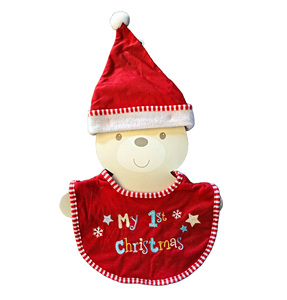 Ensemble <span class=keywords><strong>de</strong></span> bavoir et <span class=keywords><strong>de</strong></span> <span class=keywords><strong>bonnet</strong></span> en polaire pour bébé JMT <span class=keywords><strong>Premier</strong></span> Noël - <span class=keywords><strong>Mon</strong></span> <span class=keywords><strong>premier</strong></span> Noël Fabriqué en Chine - Product Image 1