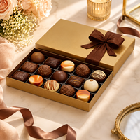 Elegante y Lujosa Caja de Regalo Dorada para Chocolates con Cinta, Caja de Embalaje de Papel de Lujo para Dulces y Regalos