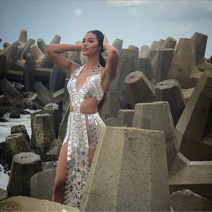 NOVANCE Abito Trasparente Nude Particolare per Compleanno Donna Vestito Trasparente Sexy con Strass - Product Image 4