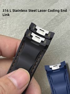 สายนาฬิกายาง FKM แท้ 100% สำหรับนาฬิกา Seamaster <span class=keywords><strong>Aqua</strong></span> Terra 150 AT150 พร้อมข้อต่อสแตนเลส - Product Image 2