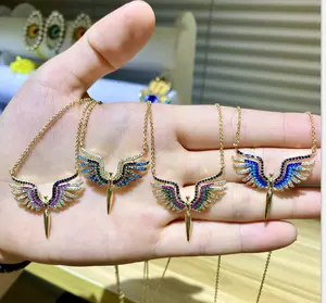 De Nieuwste Hot Koop Crystal Rhinestone Angel Ketting Sieraden Multi-Kleur Vleugels Uniek Ontwerp Ketting