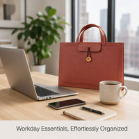 Bolso de Mano para Portátil de Cuero PU, Compartimento Tipo Acordeón, Resistente a Arañazos, Funda Protectora para Ordenador, Maletín para Portátil de Oficina