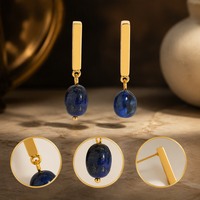 Boucles d'oreilles clous en pierre naturelle plaqué or acier inoxydable motif tournesol turquoise bijoux d'oreille tendance pour femme vente directe usine
