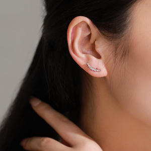 S925 Sterling Silver Single Diamond Smile Line <b>Necklace</b> and Earrings for Women - <b>A</b> Luxurious and Elegant Set - Product Image 5