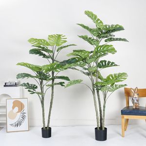 Plante artificielle <span class=keywords><strong>en</strong></span> pot Monstera Deliciosa <span class=keywords><strong>en</strong></span> plastique pour la décoration de la maison, du bureau et du jardin, décoration intérieure, plantes artificielles, plantes factices - Product Image 1