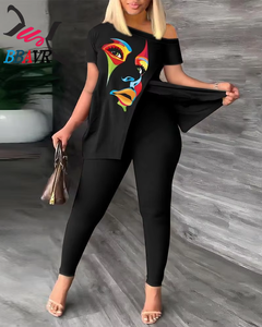 Fashion Luxury Digital Print <b>Plus</b> <b>Size</b> Women's t Shirt Pants Sets Top Pants Sets for Women Summer - Product Image 5