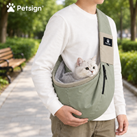 Sac de transport pour animaux de compagnie imperméable Petsign, sac de transport respirant pour chien, poche zippée, crochet de sécurité, logo personnalisé OEM, transporteur mains libres pour animaux de compagnie