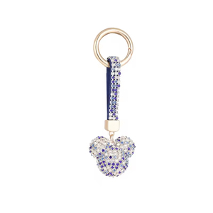 Llavero de alta calidad con cabeza de <span class=keywords><strong>Mickey</strong></span> de strass y diamantes de imitación, con bola de cristal completa, cordón de cuero, bonito colgante para bolso, joyería - Product Image 6