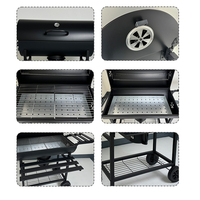Barbecue portable pliable en acier inoxydable avec fumoir rotatif pour charbon de bois, idéal pour l'extérieur