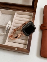 Pulsera de metal de acero inoxidable simple OEM para mujer, gran oferta, correas de reloj inteligente de lujo, transpirable, Compatible con Apple Watch 9 6 SE