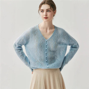 Camicia Casual <span class=keywords><strong>Cardigan</strong></span> in Cashmere da donna in seta Cashmere di alta qualità - Product Image 4