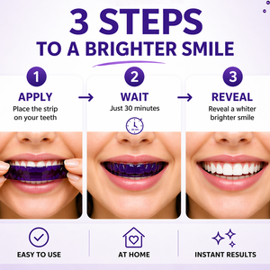Bandes blanchissantes violettes pour les dents, antidérapantes, blanchiment profond, gel violet correcteur de couleur, 30 min, 7 paires, logo personnalisé, végétalien - Product Image 3
