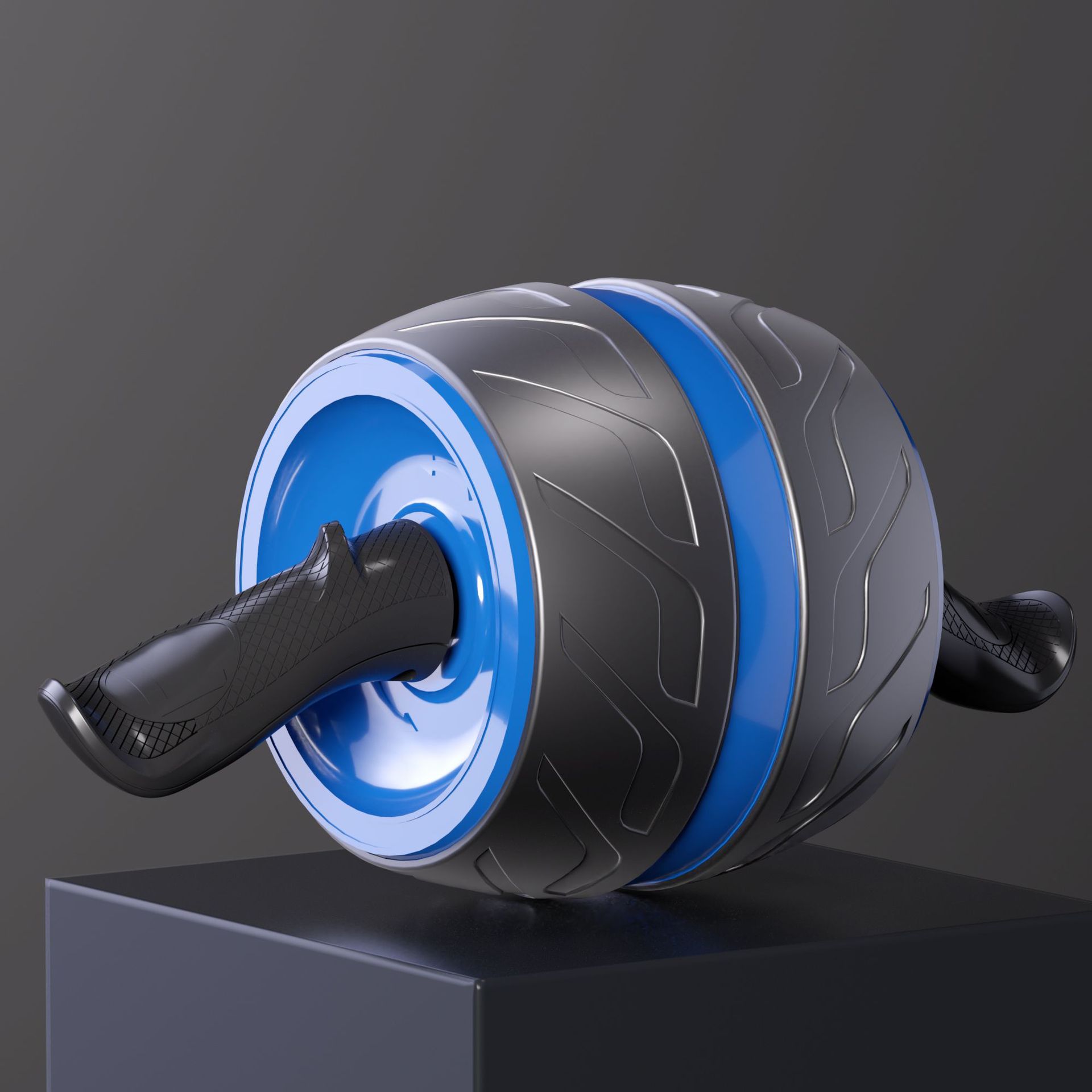 Roue abdominale bleue à revêtement noir