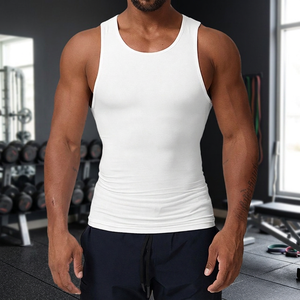 Débardeur de sport décontracté pour homme, séchage rapide, anti-humidité, respirant, pour la gym, l'entraînement et la course, avec bouton de fixation pour badge, style urbain - Product Image 3
