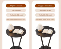 Table basse ronde moderne simple et mobile avec rangement en forme de pétale pour salon, ensemble inclus