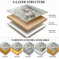 Planche Shikishi Anime Personnalisée en Carton Épais avec Bord Doré et Texture Washi – Présentoir d'Art de Collection