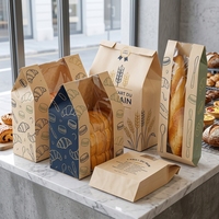 Sac en papier kraft biodégradable imprimé sur mesure pour baguette et croissant, avec fenêtre, pour l'emballage à emporter des boulangeries artisanales