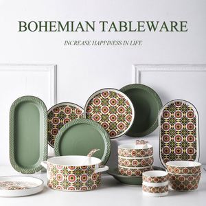 Luxury Tableware Dinnerware Bohemian Restaurant Dish Ceramic <b>Dinner</b> Cutlery Plate <b>Set</b> - Product Image 4