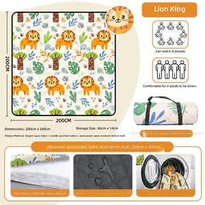 Tapis <span class=keywords><strong>de</strong></span> pique-nique carré SYNC F32 style forêt, imperméable, épais, avec film aluminium, ultrasonique, pour camping en extérieur - Product Image 2