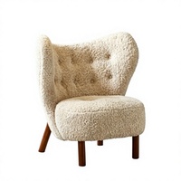 Fauteuil simple Petra, fauteuil d'appoint en tissu imitation laine d'agneau, fauteuil de loisirs vintage français pour salon, balcon et chambre