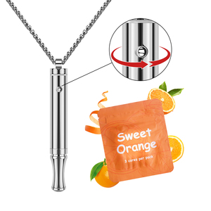 新スタイルオレンジエッセンシャルオイルカスタムロゴステンレス鋼ベーパーレスフリースモークレスエアインハーラー禁煙ペンダントネックレス - Product Image 4