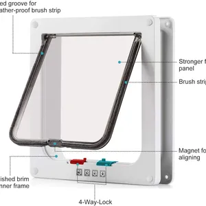 Porte pour animaux de compagnie verrouillable à 4 modes, porte à <span class=keywords><strong>double</strong></span> <span class=keywords><strong>sens</strong></span> pour chat et chien, pour porte en verre ou en bois - Product Image 3