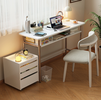 Bureau d'ordinateur en bois massif étroit avec cadre en acier inoxydable et étagère de rangement pour petits espaces - Vente en gros