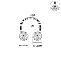 Anneaux de nez et de septum en titane G23 16G, boucles d'oreilles scintillantes en forme de boule disco avec zircon cubique, bijoux de piercing en cristal