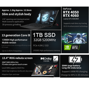 Ordinateur portable professionnel Flow Z13, processeur Core I9 13, fourni par le fabricant. 2560x1600 Gaming A-sus Phantom X Business Office - Product Image 4