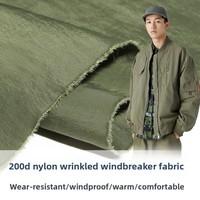 Trench-coat en tissu brocart teint 200D tissé 100% nylon texturé froissé, hydrofuge, épaissi, résistant à l'abrasion et coupe-vent