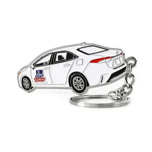 Soft enamel logo custom car shape brand keyrings key ring for car