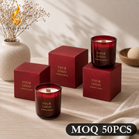 Bougie parfumée en cire de soja LF Private Label Fragrance Burgundy Jar pour la décoration de Noël, les cadeaux de mariage, logo personnalisé