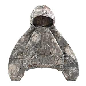 <span class=keywords><strong>Felpa</strong></span> con cappuccio stile europeo Street Vintage leopardato in cotone antirughe <span class=keywords><strong>felpa</strong></span> con cerniera Hip Hop - Product Image 2