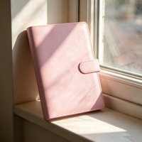 Agenda rose à couverture rigide en PU, reliure cousue, format A5, avec fermeture élastique