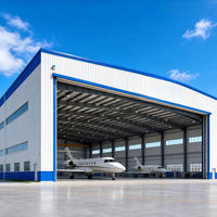 Hangars préfabriqués en acier pour avions et hélicoptères, solutions pré-conçues, panneaux sandwich EPS, résistance au vent 121+ mph, CE ISO