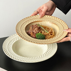 Piatto in Paglia di Grano a Forma di Cappello, Stile Giapponese, per <span class=keywords><strong>Pasta</strong></span> e Bistecche, 9 Pollici, Smaltato a Forno, 6 Colori, per Hotel e Casa, Vendita all'Ingrosso - Product Image 1