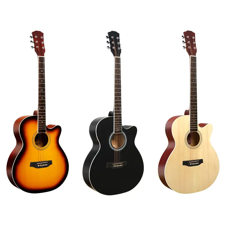 Guitarra acústica adulta, 40 polegadas, de madeira, premium, 6 cordas