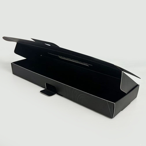 Custom Printed <b>Black</b> <b>Gift</b> <b>Boxes</b> Long Matte <b>Black</b> Cardboard <b>Boxes</b> With White Logo For Jewelry Watches - Product Image 1