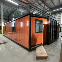 Maison conteneur préfabriquée sécurisée extensible 40 pieds/20 pieds avec salle de bain, bureau à domicile, bar à domicile, option villa, design moderne du milieu du siècle