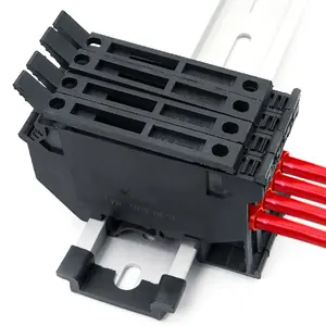 UK5-HESILED Black With 220V LED Light Din Rail Fuse Terminal Blocks Connector Screw Type Fuse Holder