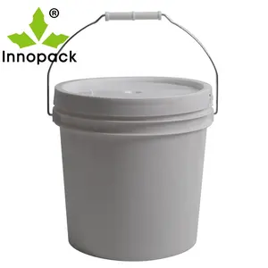 Cubos de plástico blanco hermético de grado alimenticio de 8 litros con tapa y mango contenedor de almacenamiento barril de cubo