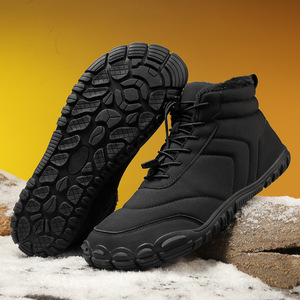 Bottes de neige unisexes, bottines à bout rond, tige synthétique, doublure en fourrure, semelle extérieure en caoutchouc, imperméables, chaudes, antidérapantes pour l'hiver - Product Image 3